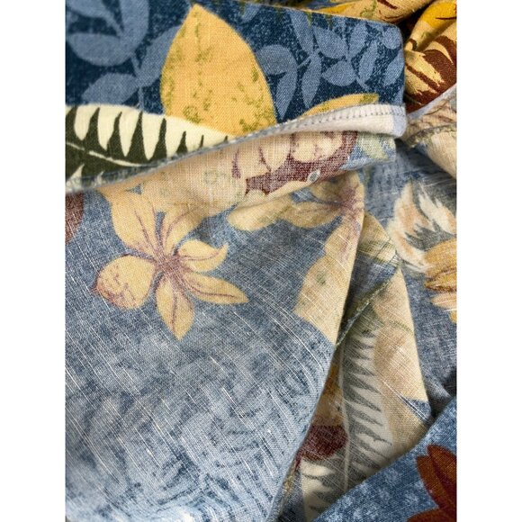 Positive Influence Dress Linen Blue Floral Sheath Pencil Button Midi Vtg Women 6 - Picture 9 of 10